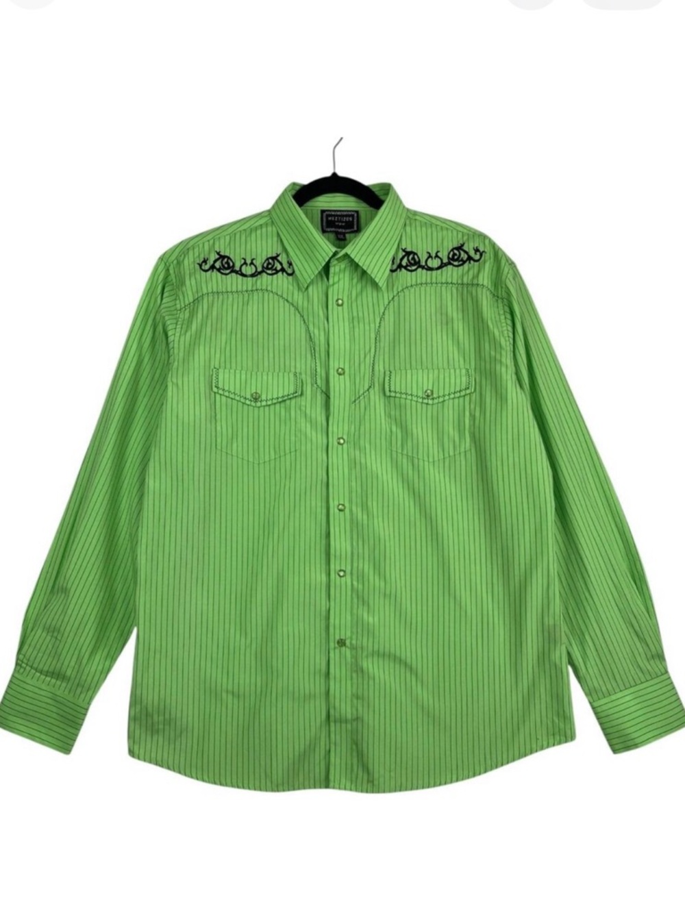 Meztizos Western Shirt Mens XXL Green Embroidered Pearl Snap Cowboy Rodeo